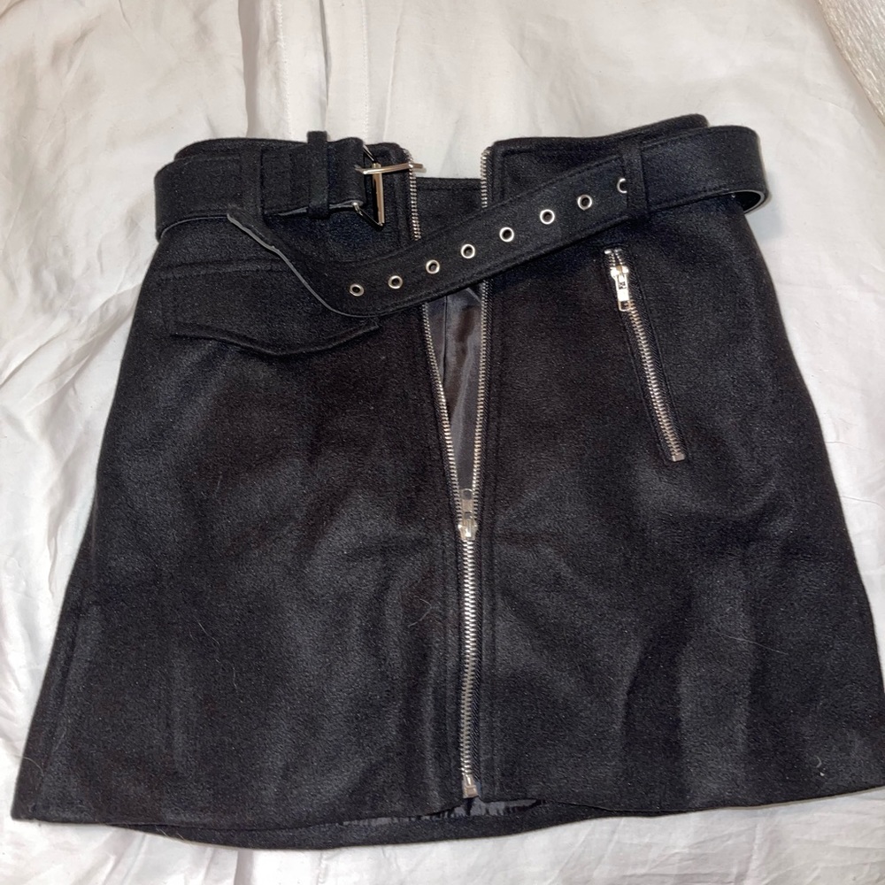Zaful Black Faux Mini Skirt